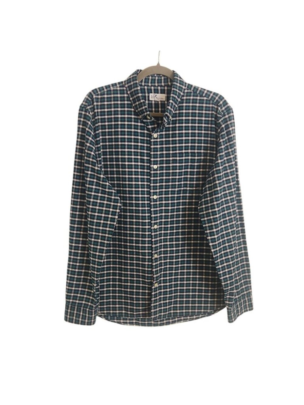 Gap Green and Blue Plaid Standard Fit Button Down Shirt Size Large